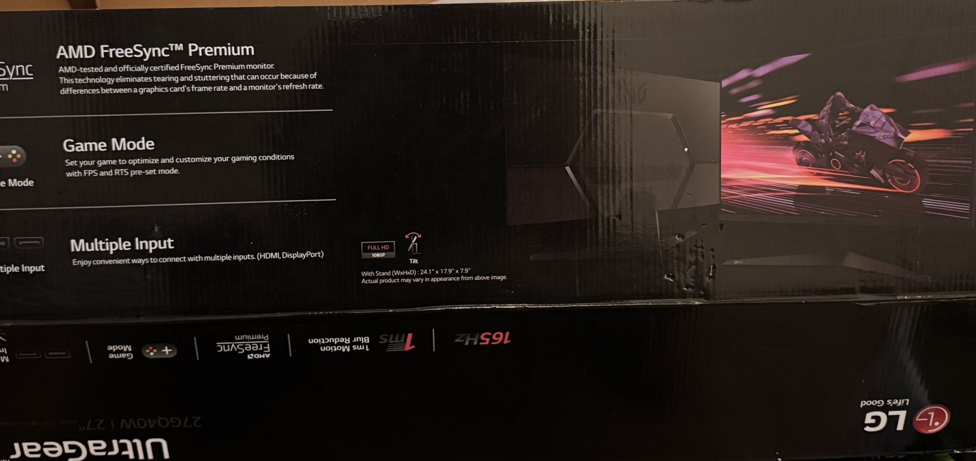 LG computer monitor 165hz (1080*1980) 27 inches black