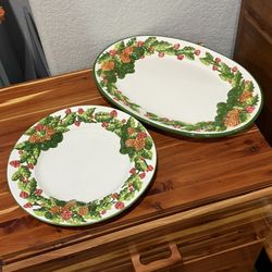 Certified International Embossed Christmas Pinecone Plates (Set of 2)