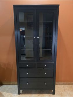 Ikea HEMNES glass wood cabinet
