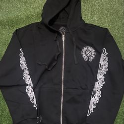 Chrome Hearts Black Zip Hoodie Cross Logo Size Large