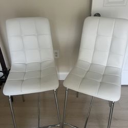 Two New faux Leather With Chrome Bar Stools - Height Seat 24