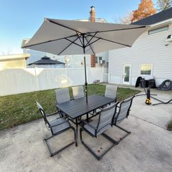 Rectangle Outdoor Dining Set with Umbrella