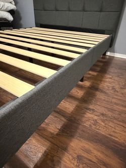 Queen Bed frame Linen Charcoal
