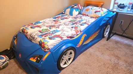 Hot Wheels Race Car Bed with mattress  – Great Condition!
