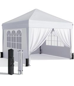 10x10 Pop Up Canopy with Sidewalls, Easy Setup Instant Canopy Tent, Portable with Carry Bag