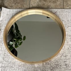 Round Mirror, 30 Inches Wood Mirror, Wall Decorative Circle, Nature Big Bathroom Large Vanity Farmhouse for Living Room Bedroom Entryway