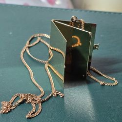 Book Locket Pendant and Chain 14kt Vintage 