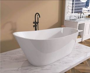 59" Acrylic Single Slipper Tub with Pop- Up Drain