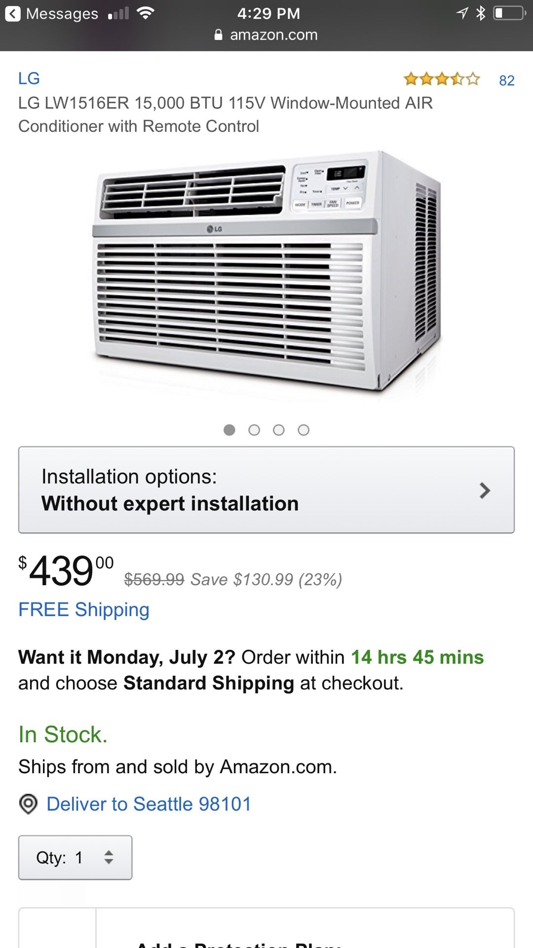LG LW1516ER 15,000 BTU WINDOW AC