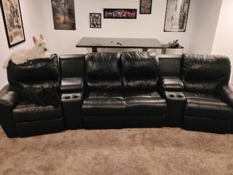 Black Leather Recliner Sofa