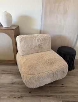 Furry swivel accent chair