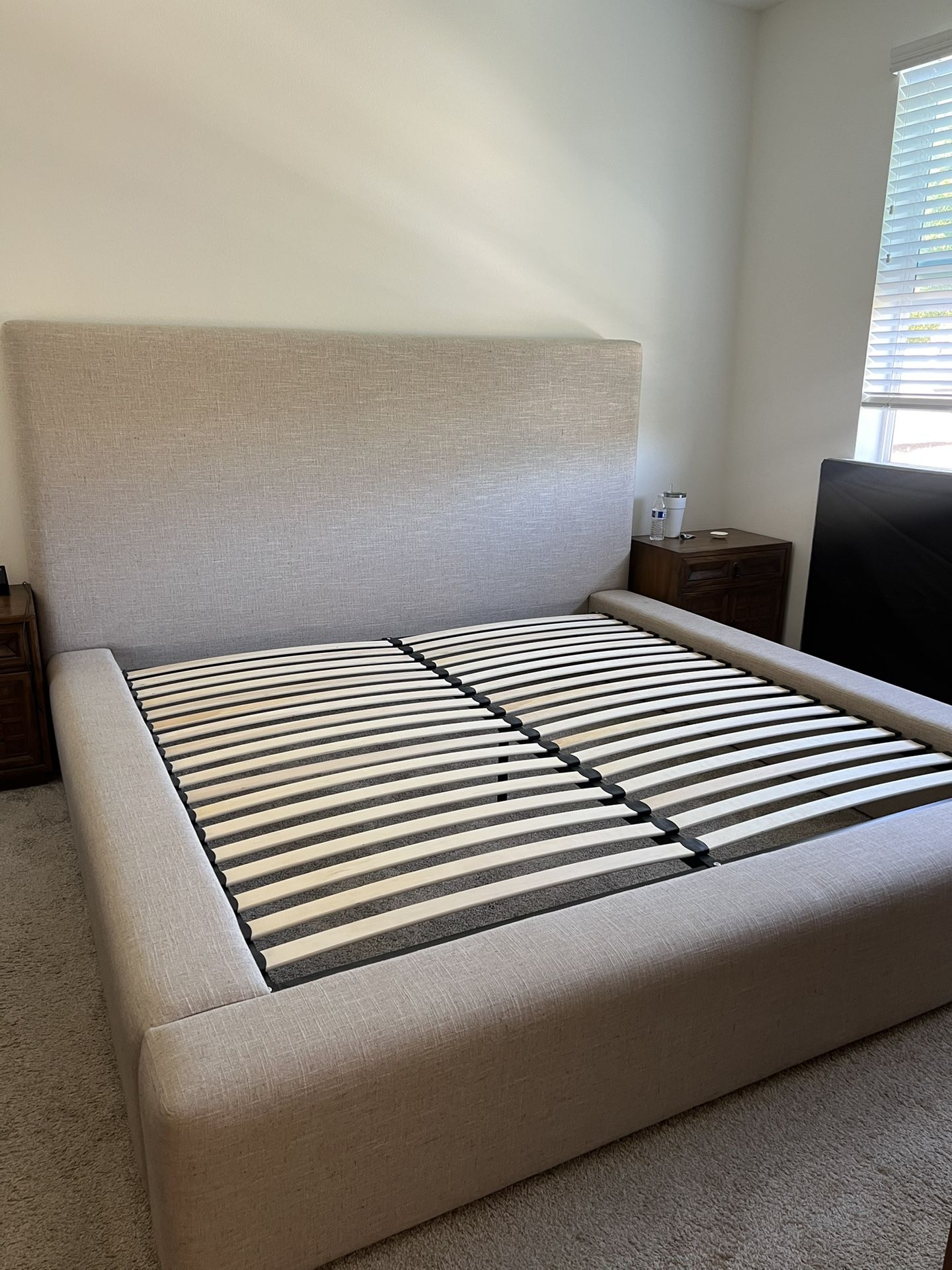 Upholstered King Bed Frame With Slants