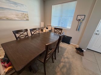 Dark Wood Dining Table with 6 Chairs