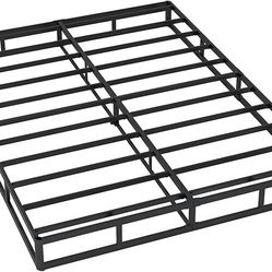 Queen Box Spring 7 Inch Low Profile Box Spring Queen Size Bed Base, 3000 lbs Black Heavy Duty Metal Mattress Foundation with Easy Clean Fabric Cover,E