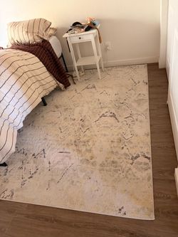 Cream Abstract Distressed Area Rug