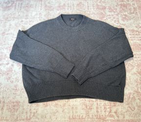 Women's Crewneck Boyfriend Sweater — Dark Charcoal Rib Trim
