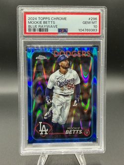 PSA 10 Mookie Betts /150 2024 Topps Chrome Blue Raywave POP 5