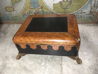Vintage Maitland Smith Colonial Style Leather Covered Trunk and Coffee Table