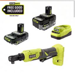 RYOBI ONE+ 18V Cordless 3/8 in. Ratchet Kit with 2.0 Ah Battery, 4.0 Ah Battery, and Charger
