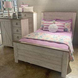 🍄 Willowton Queen Panel Bed | 4 Pieces  Bedroom Set |  Nightstand | Dresser | Mirror| 💸 Best Price⚡️Other Home, Garden Furniture | Patio Furniture| 