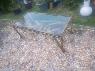 Coffee table 42 x 20 n  18 inch tall metal n glass