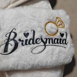 Soft Bridesmaid Slippers White With Stitching