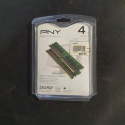 NEW PNY 2X2GB DUAL CHANNEL DD2 PC2-5300 PC MEMORY
