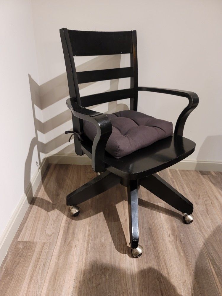 Black Swivel Wooden Office Chair $65