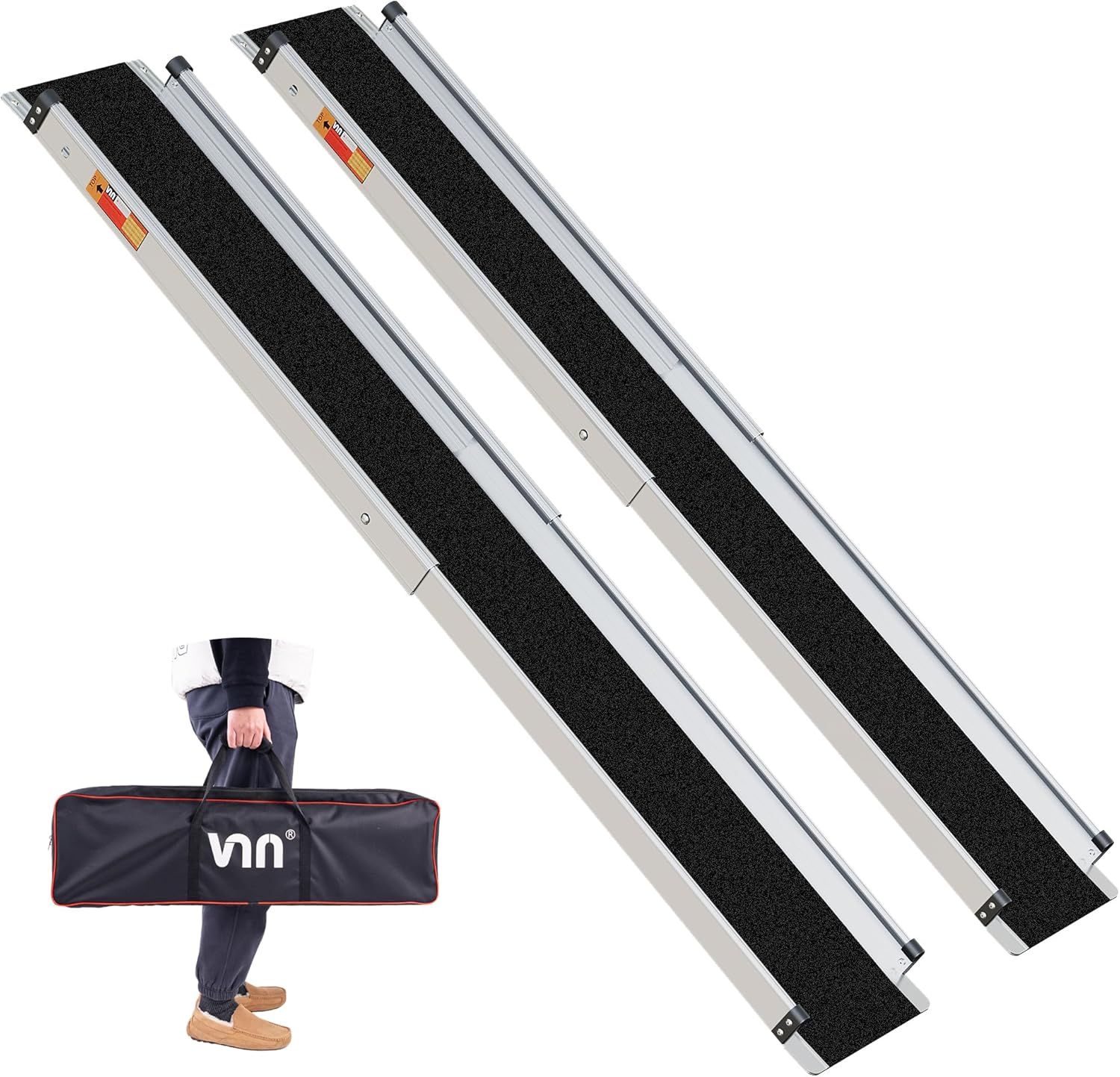 VNN Adjustable Wheelchair Ramp, 3-5 FT Portable Wheelchair Ramp for Home Step, Door Threshold Wheelchair Ramps for Home, Non-Slip Aluminum Scooter Ram