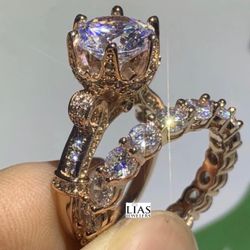 New 18k Rose Gold Wedding Ring Set 