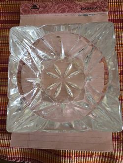 Ashtray Heavy Leaded Glass Vintage 