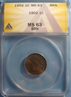 ANACS Certified Indian Head Cent MS63