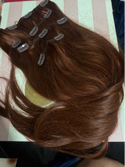 Real human hair extensions burgundy 24 “