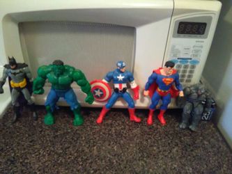 4 superheroes and rhino from Spider-Man