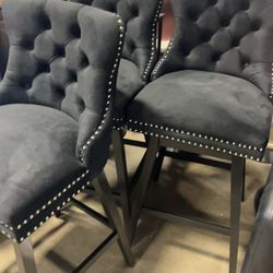 Velvet Bar Stools Set of 3 