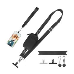 Brand New Clip and Go Strap for Phone With Wallet Crossbody (Detachable RFID Blocking Wallet) - Adjustable Phone Strap w/Soft Silicone Pad, Universal 