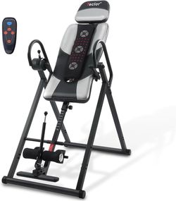 Teclor Inversion Table,Advanced Heat and Massage Function,Strength Training Inversion Table for Back Pain Relief,Heavy Duty Inversion Table 350 lbs Ca
