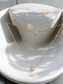 18K  Gold Electroplated Necklace And Earrings Set