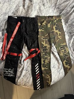 Smoke Rise Black Biker Jeans with Red Straps