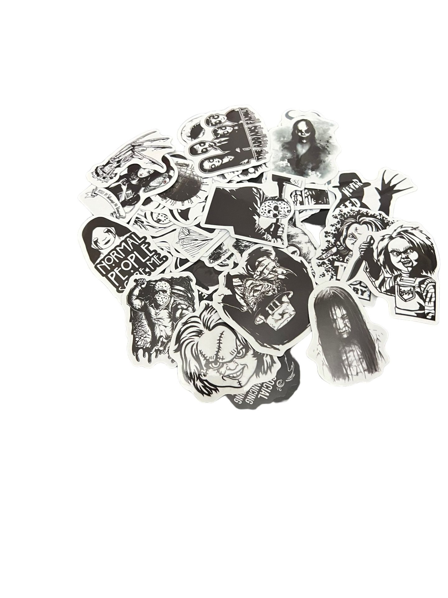 50 Black And White Halloween Scary Movie Vinyl Stickers