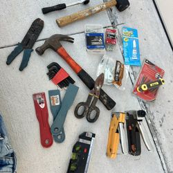 Huge Hand Tool + Hardware Lot – Staple Guns, Pliers, Hammers, Level, Fasteners, More (USED)