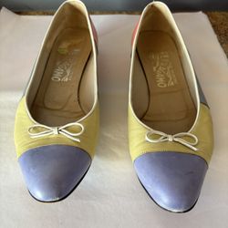 Salvatore Ferragamo Preowned Color Block Leather Flats Size 7.5