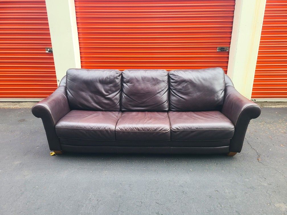Brown Leather Couch - Free Delivery