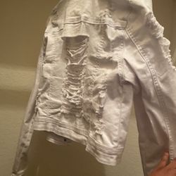 White Shredded Jean Jacket