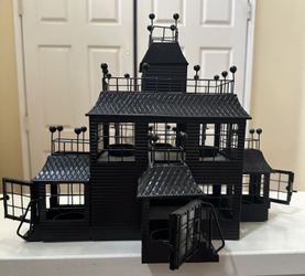 Vintage 2007 Yankee Candle Haunted House Black Metal Mansion Manor 7-Tea Light