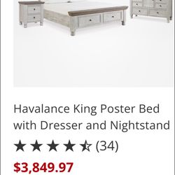 Queen Bed With Mattress, Dresser And Mirror, Nightstand.