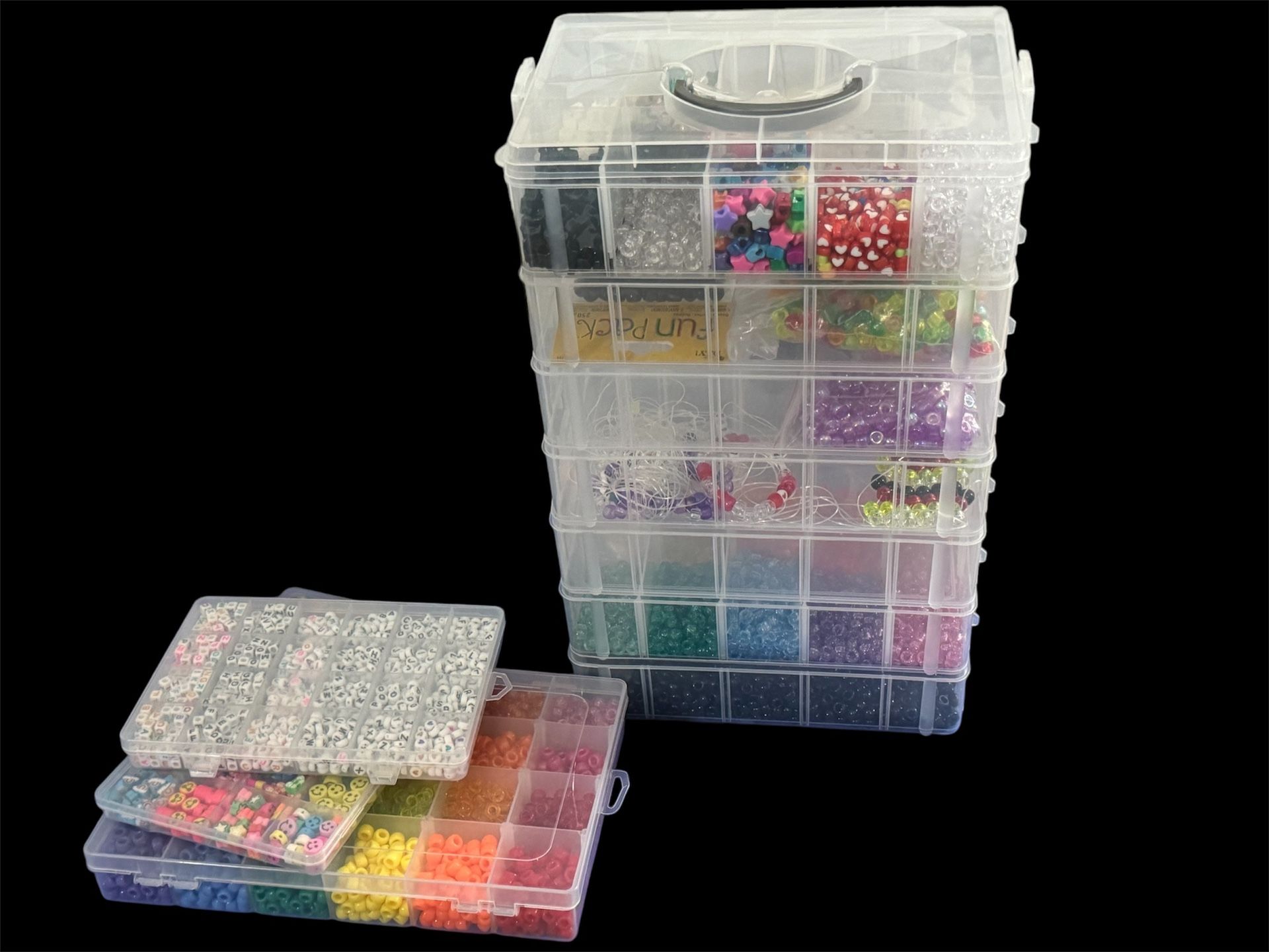 Acrylic Pony Beads & Polymer Clay Assortment with Storage Containers