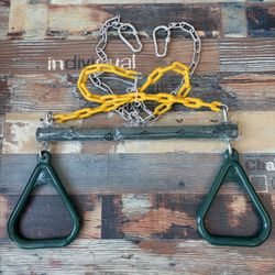 Take Me Away 18'' Trapeze Swing Bar Rings 48'' Heavy Duty Plastic Coated Chains Swing Set Accessories