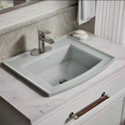 Kohler Archer 22.6 in. x 12.56 in. Drop-In Bathroom Sink in Ice Grey Vitreous China