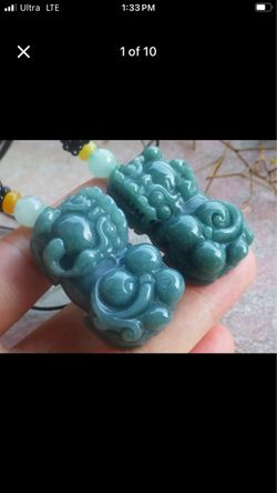 Certificate Jadeite Jade Green Pendant Dragon Pi Xiu Ruyi coin